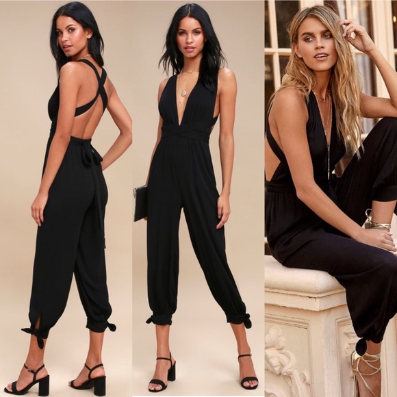 lolinda black halter jumpsuit